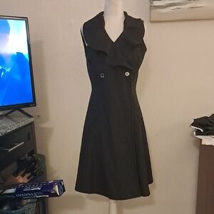 Sandra Darren Gray Sheath Dress Sleeveless Cowl Neck